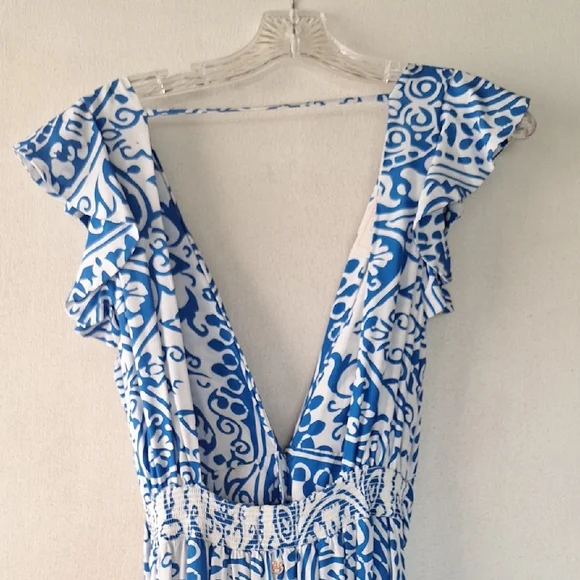 Maaji Blue and White Floral Wrap Maxi Dress - Picture 3 of 6